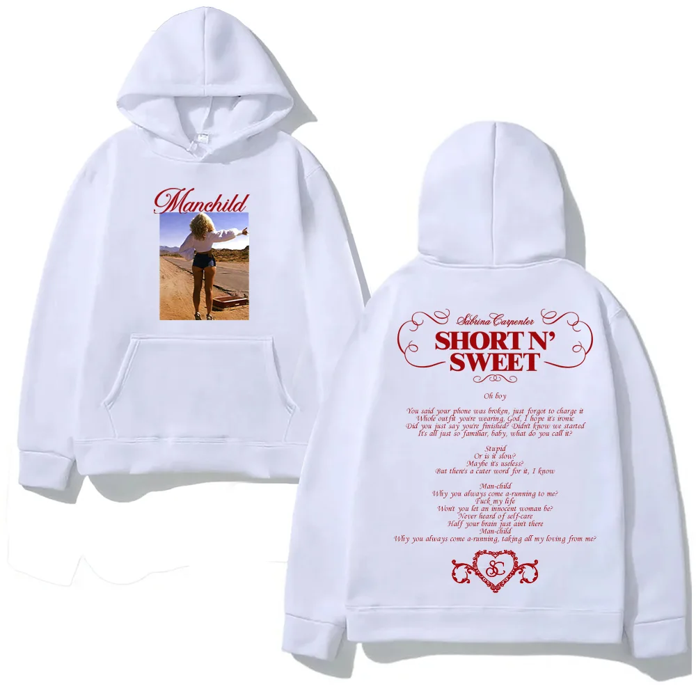 Sabrina Carpenter - Manchild Fashion Hooded with Pocket Grunge Comfortable Sweatshirts Sleeve Gothic Clothes Moletom Punk Hoody
