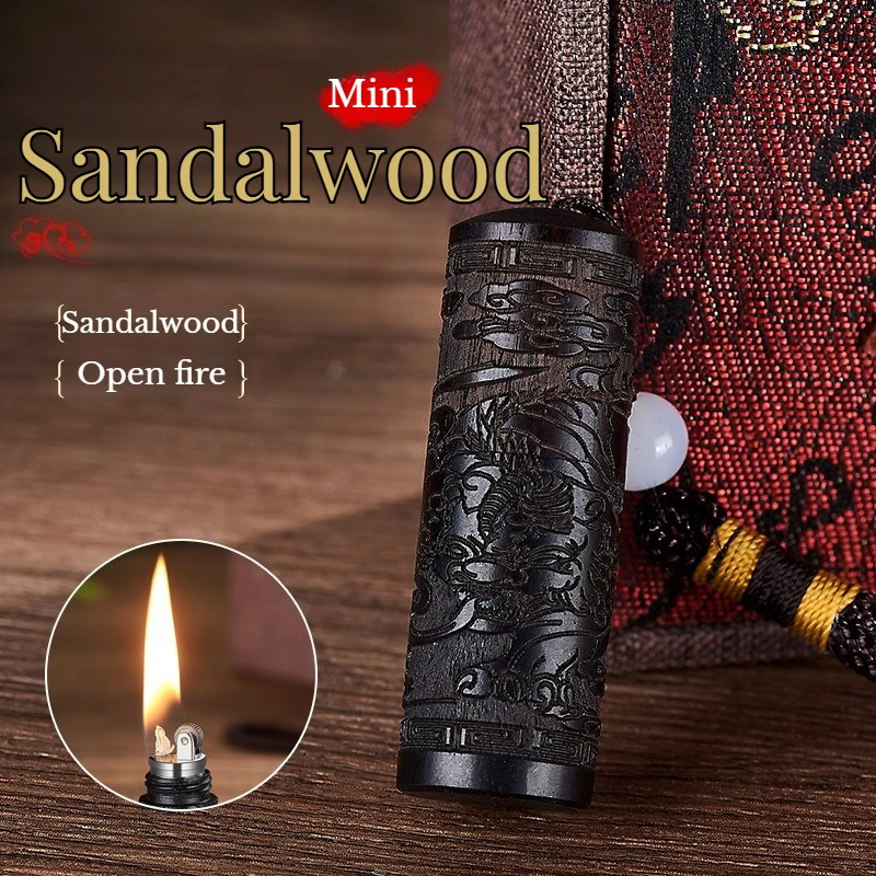

Sandalwood Retro Fire Fold Creative Personality Grinding Wheel Lighter Open Flame Cigarette Lighter Men's Smoking Accessories