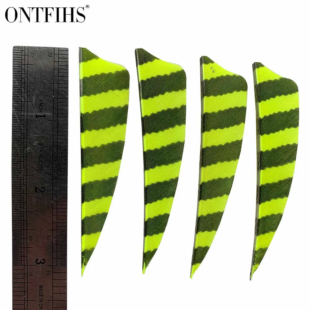 24Pcs 3 Inch Shield Cut Fletching Archery Hunting And Shooting Arrow Real Turkey Feather --Striped