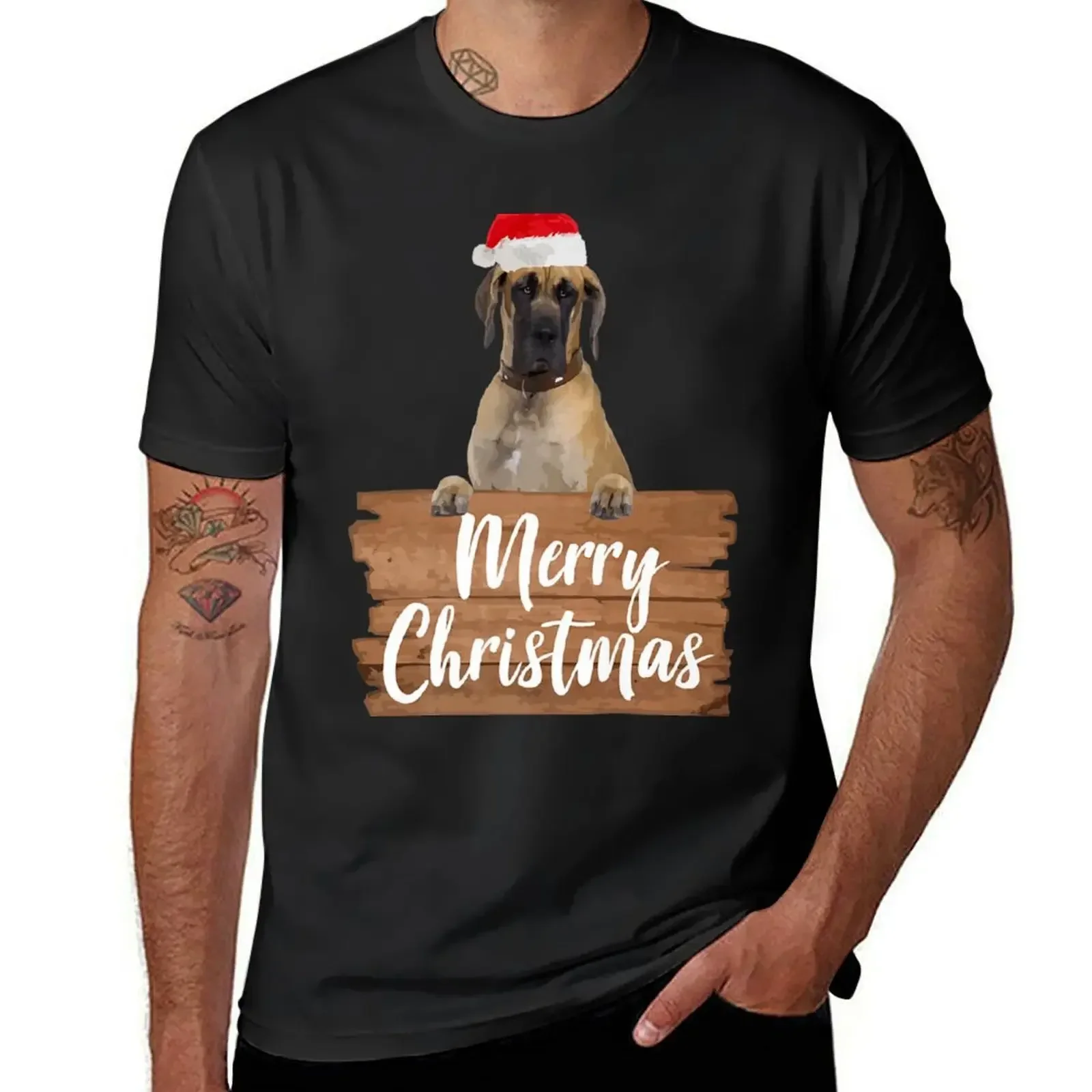 Christmas Dog Great Dane Santa plus sizes summer clothes Cotton style fashion Round neck  Informal streetweat Hot sale outfits