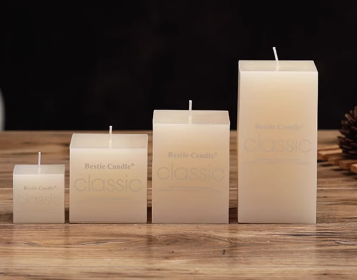 Classic ivory white cylindrical candle Western restaurant smoke-free and odorless premium fragrance large candle bedroom