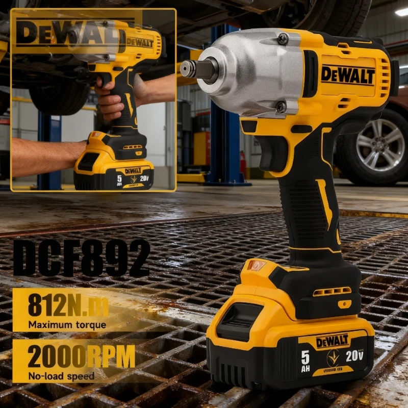 Dewalt DCF892 Brushless Electric Wrench 1/2 Inch 812N.m Cordless Impact Driver High Torque Three Speed Auto Repair Power Tools