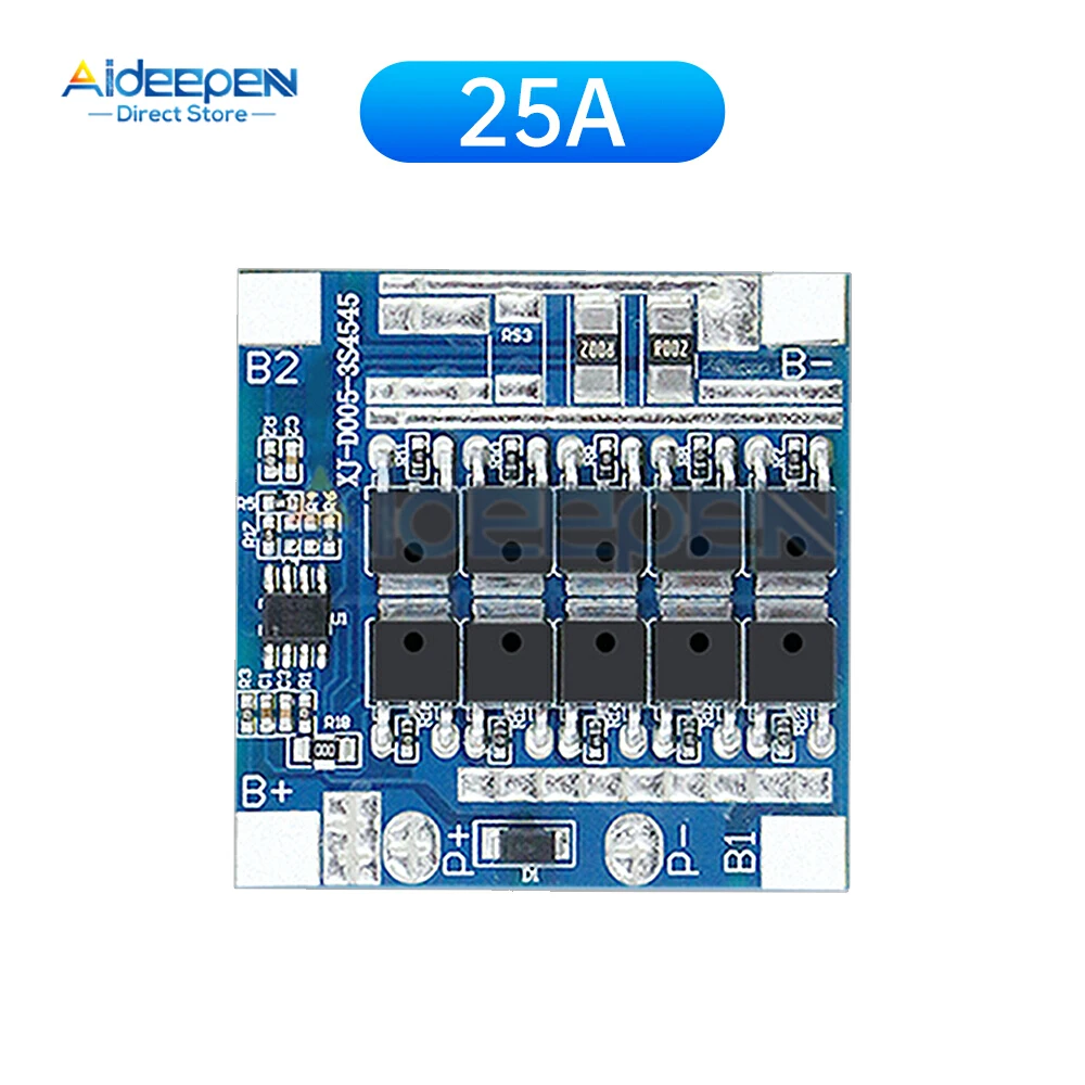 3S 12V 25A نفس المنفذ بطارية ليثيوم ثلاثية Bms 10MOS حماية ثلاثية (الشحن الزائد/التفريغ الزائد/التيار الزائد) للأدوات الكهربائية