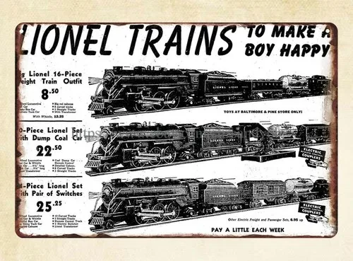 railroad model railway locomotive Lionel Trains metal tin sign kitchen wall art