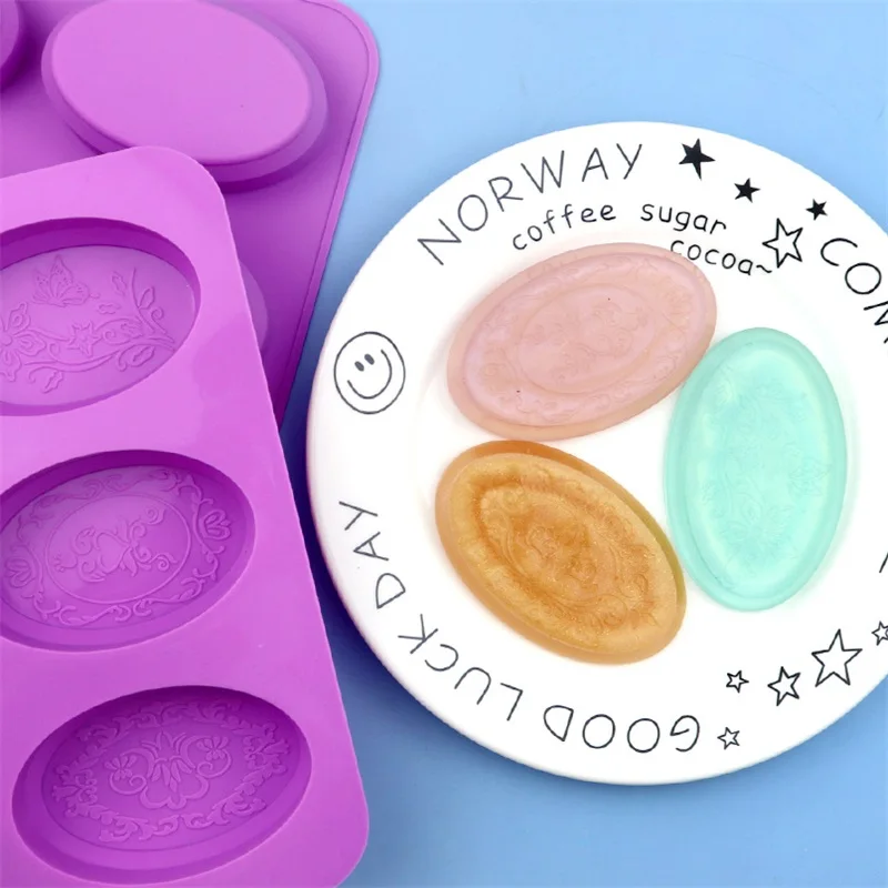 6-piece oval pattern silicone cake mold, scented candle mold, rice cake mold, handmade soap mold