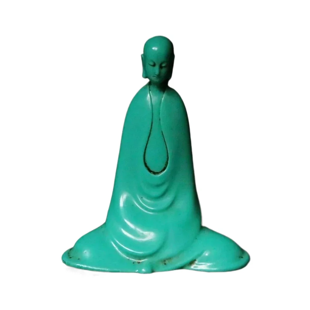 

Chinese Exquisite Handcarved Natural Turquoise Arhat Buddha Statue