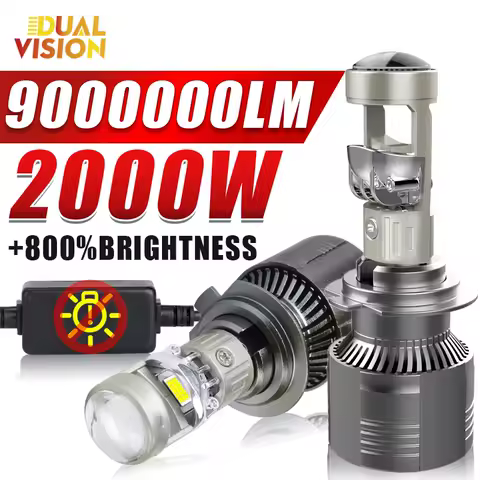 2Pcs H7 LED Mini Lens Headlight H4 H11 H8 9005 9006 HB3 HB4 High Low Beam 6000K White Canbus Turbo Mini Auto/Moto Lamp Fog Light