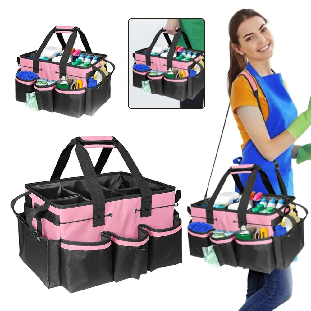 1 قطعة أدوات أكسفورد القماش حقيبة التخزين طوي سعة كبيرة تنظيف أدوات Crossbody حقيبة التخزين لوازم التنظيف المحمولة #1