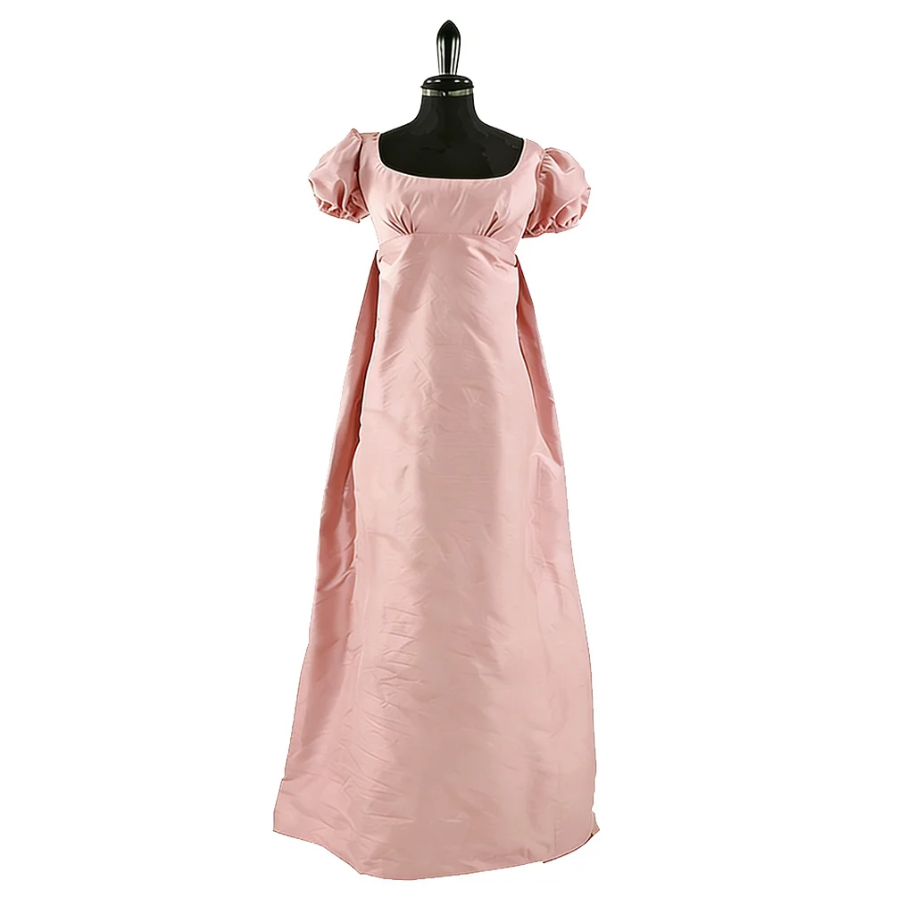Women's Regency Day Pink Dress Jane Austen Empire High Victorian Short Sleeves Casual Dress High Waistline Tea Party Prom Gown - view 2