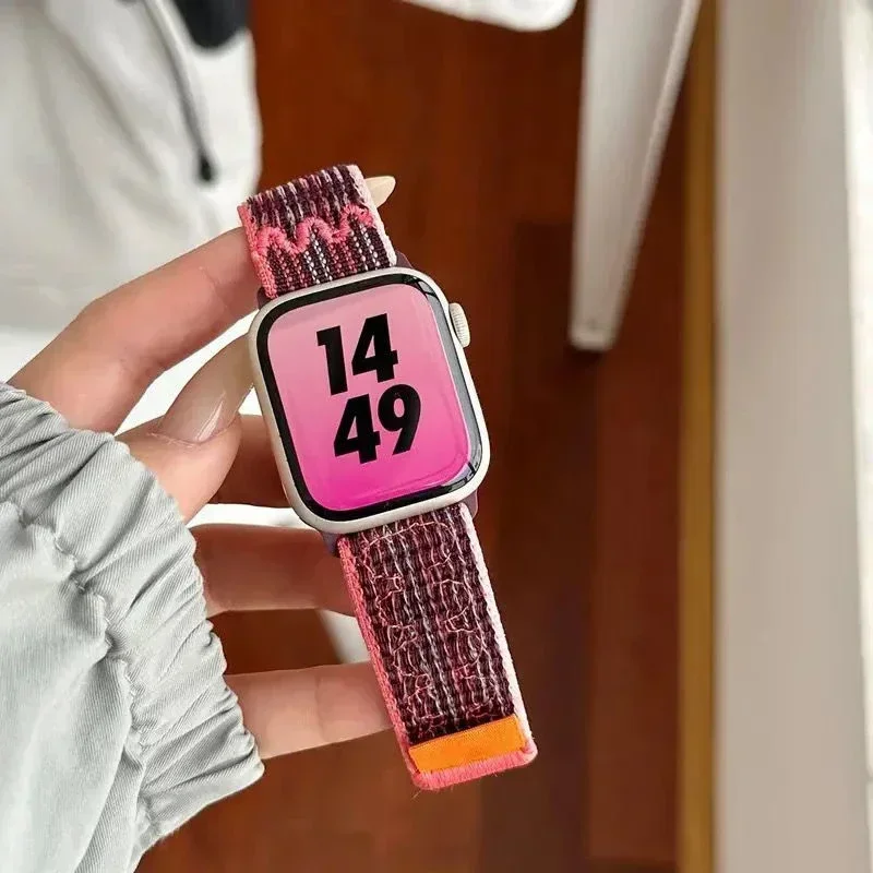 الرياضة حلقة حزام لساعة أبل الترا 2 49 مللي متر النايلون سوار ل iWatch سلسلة 10 9 8 7 6 5 4 3 SE 46 مللي متر 45 مللي متر 44 مللي متر 41 مللي متر 42 مللي متر