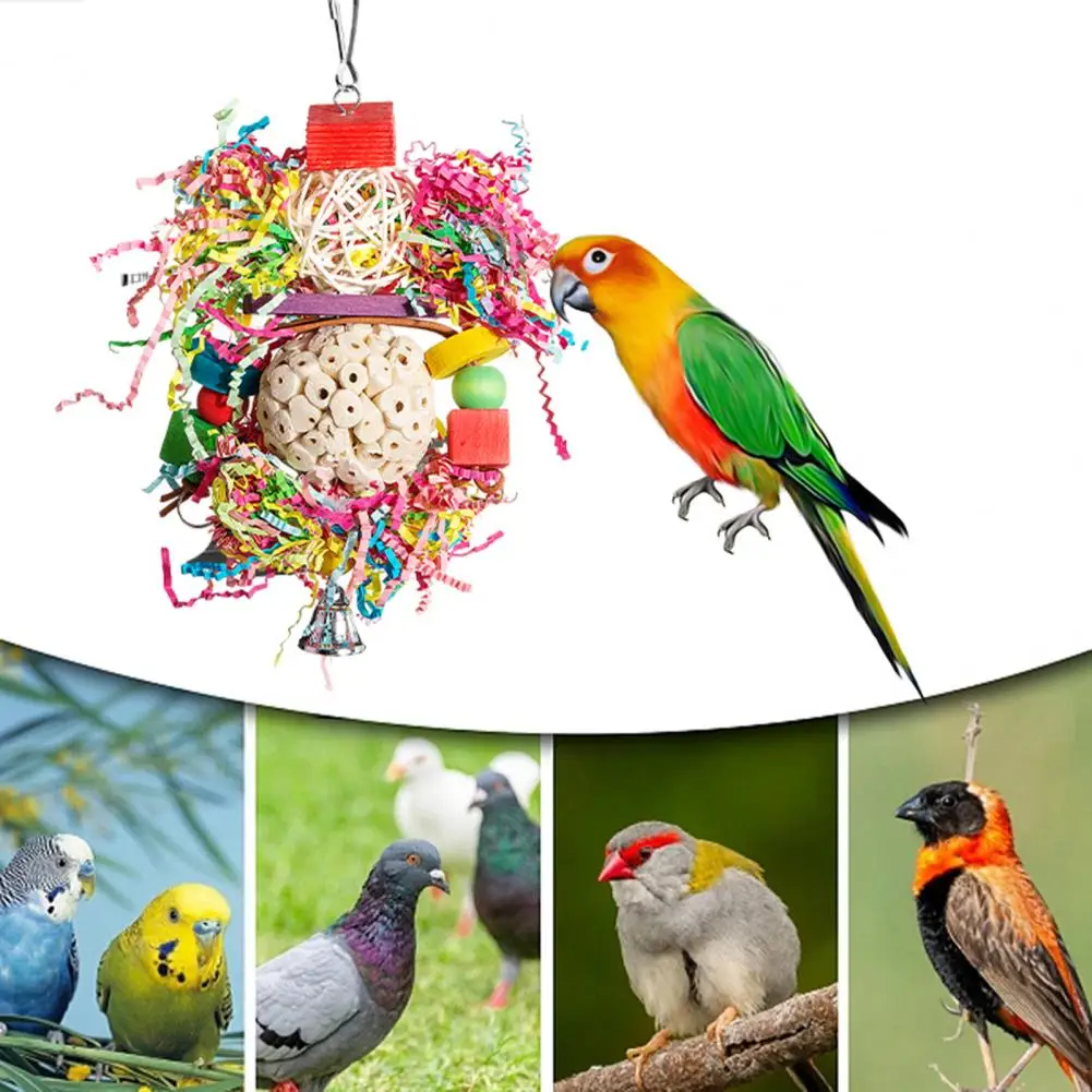 

Parrot Toy Parrot Cage Toy Natural Bark Wood Blocks Bird Chew Toy for Parrots Relieves Anxiety Bite-resistant Cage Toy for Small