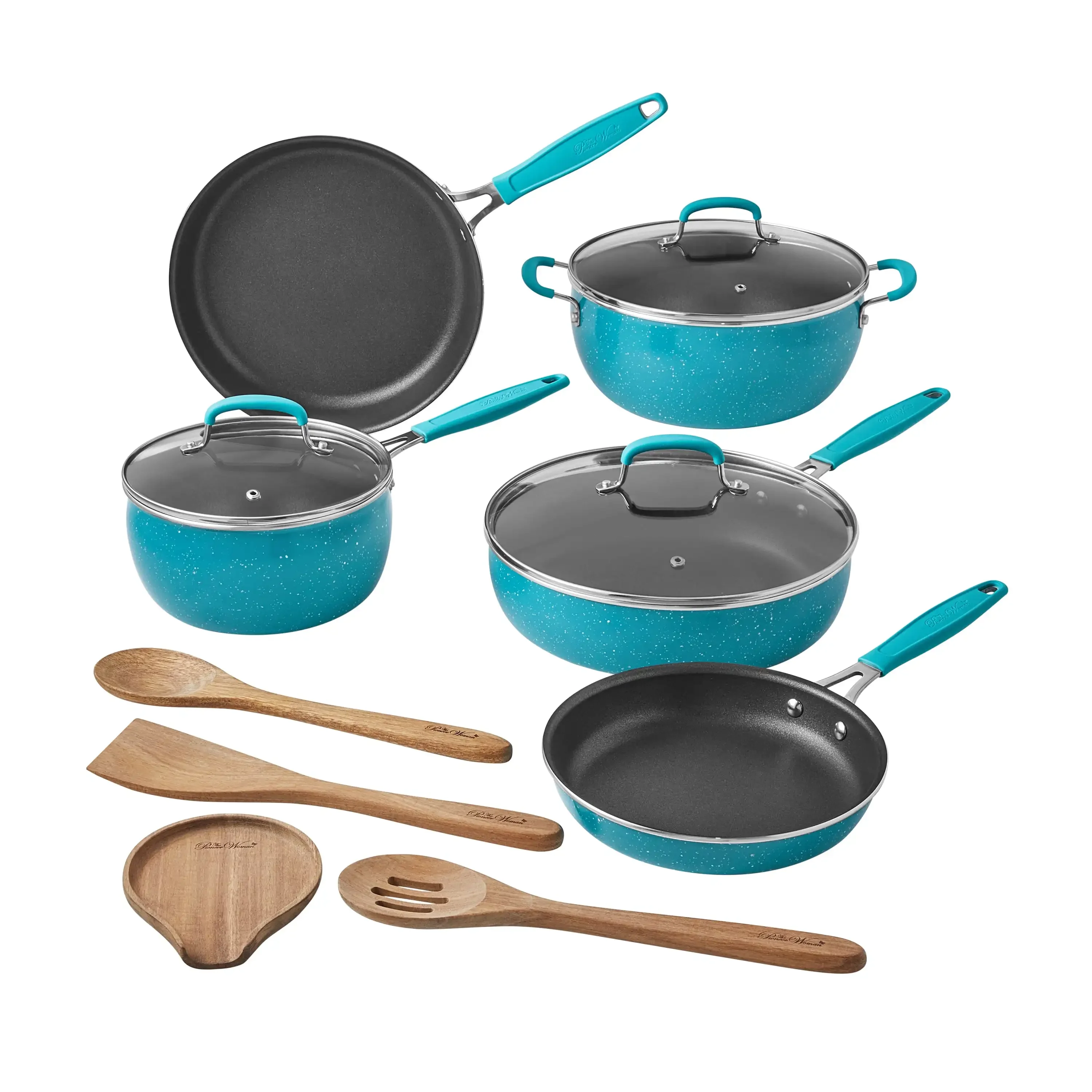 

12-Piece Aluminum Cookware Set, Teal