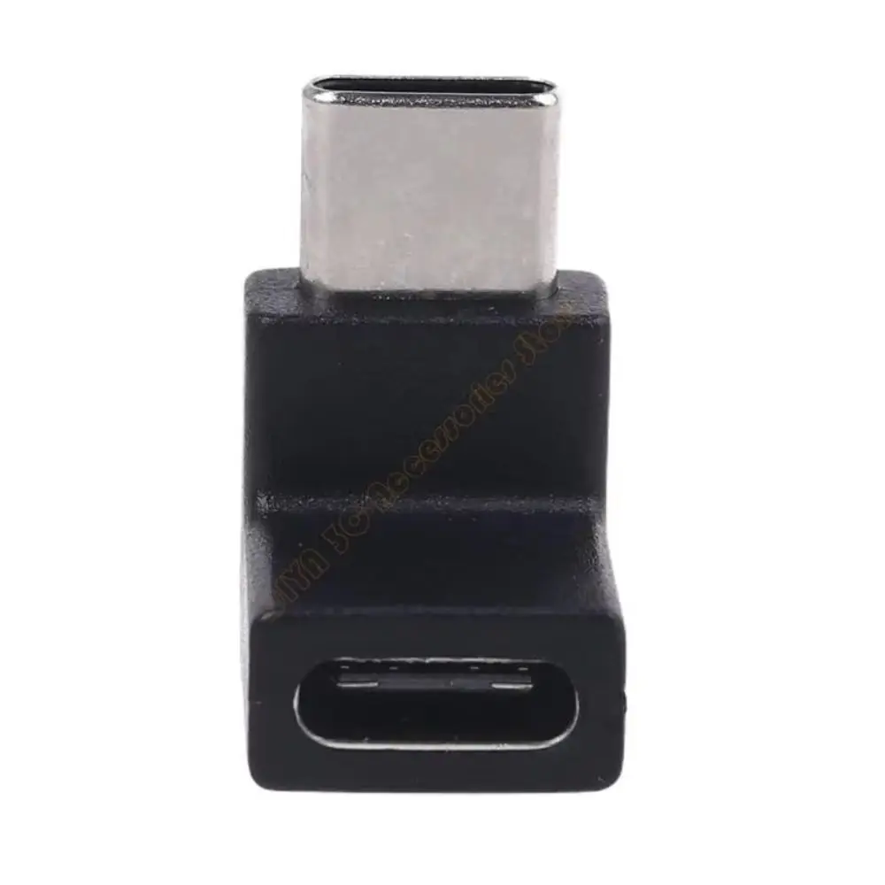 Plastic Type C Adapter Right Angle Black USB C Male to Female Adapter Data Transfer Fast Charging Support