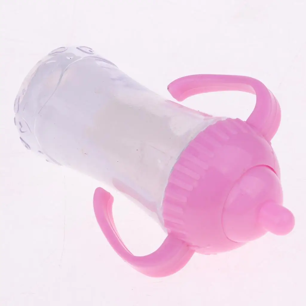 

Magic Milk Dolls Bottle for Baby Doll Accessories Pretend Play Nursery Room Toy Pink Decoration for Girls