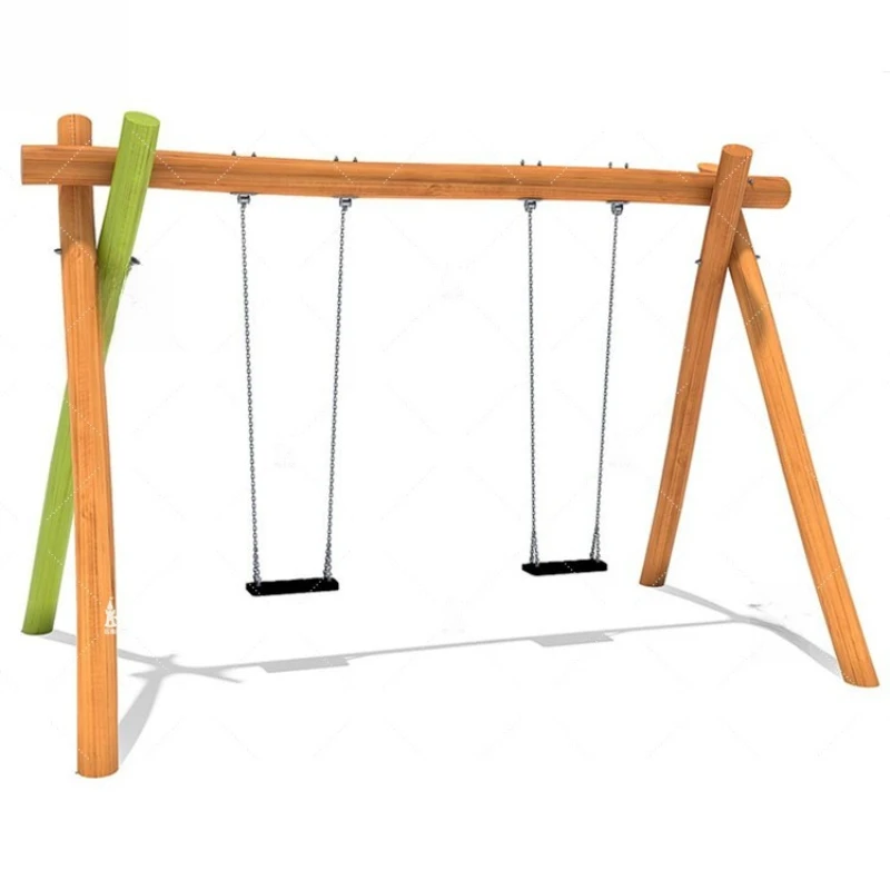 

Wooden swing Solid wood swing combination Wooden small children's play equipment production