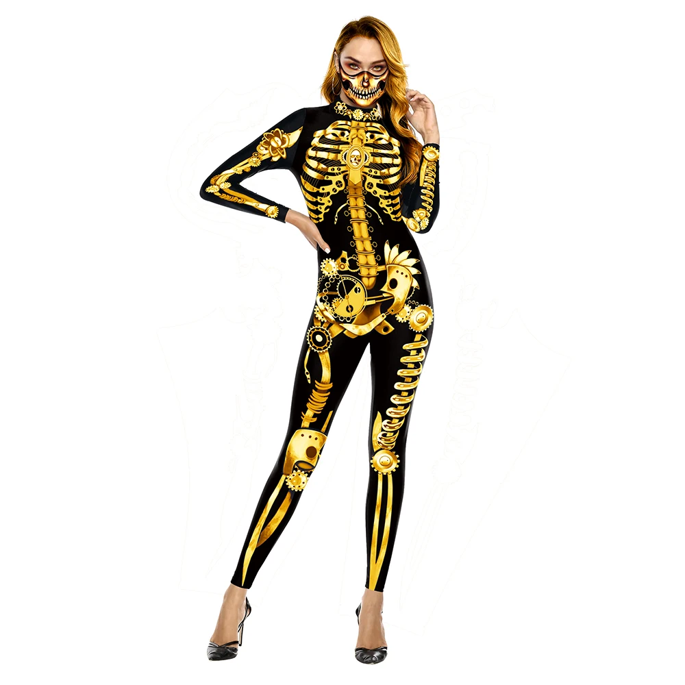 Cosplay-Kostüm für Damen, Sexy Jumpsuit mit 3D-Skelett-Druck, Zentai-Bodysuit, Anime-Kleidung, Halloween-Outfit – Detail 5