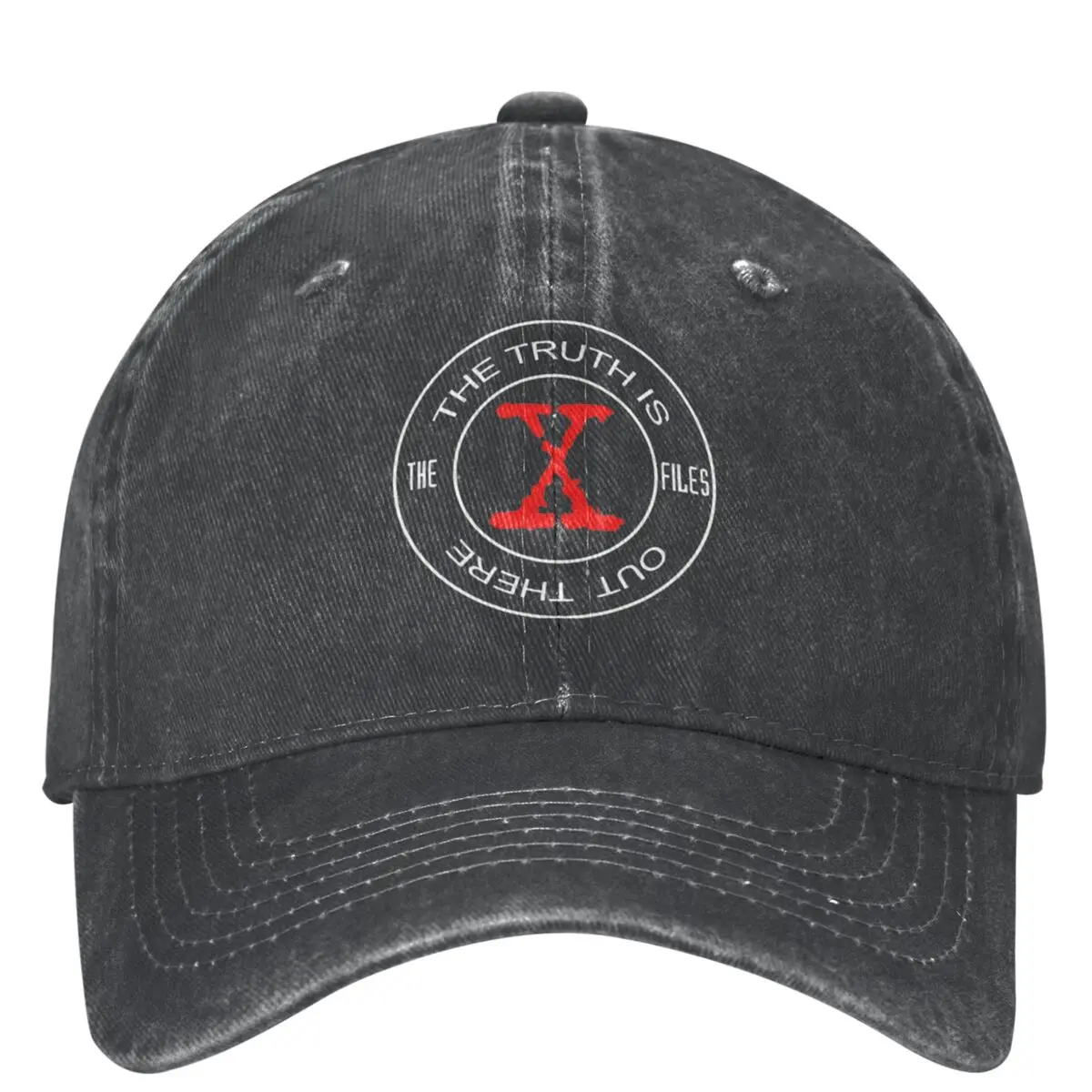 X-Files Baseball Cap Accessories Retro Distressed Washed white and Black X Dad Hat Unisex Style Workouts Adjustable Hats Cap