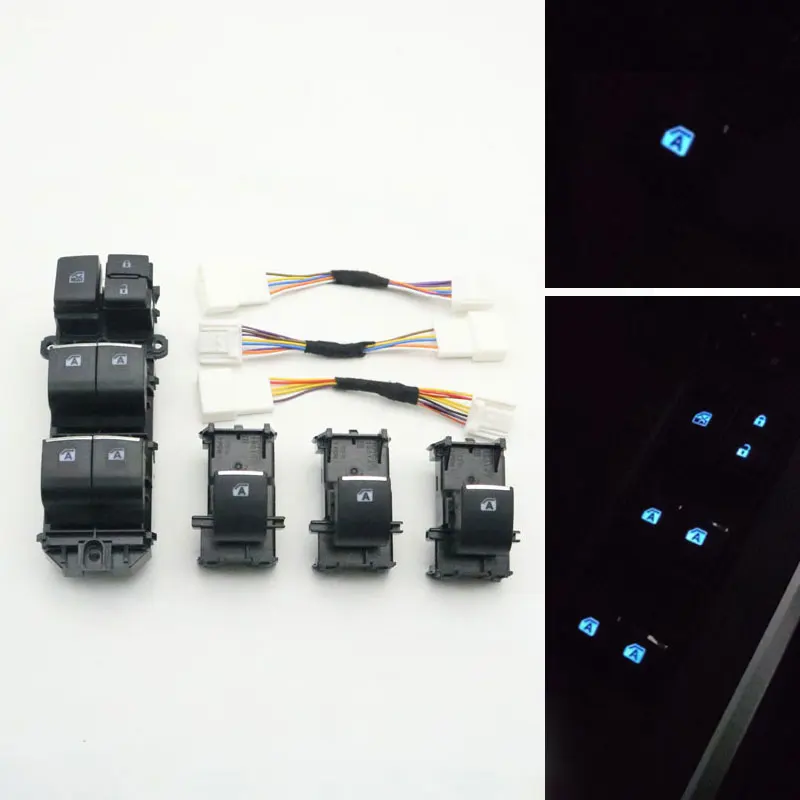 

For Toyota RAV4 CHR 2019 2020 Auto Ice Blue LED Backlight Power Electric Window Button Switch Left Hand Drive Car