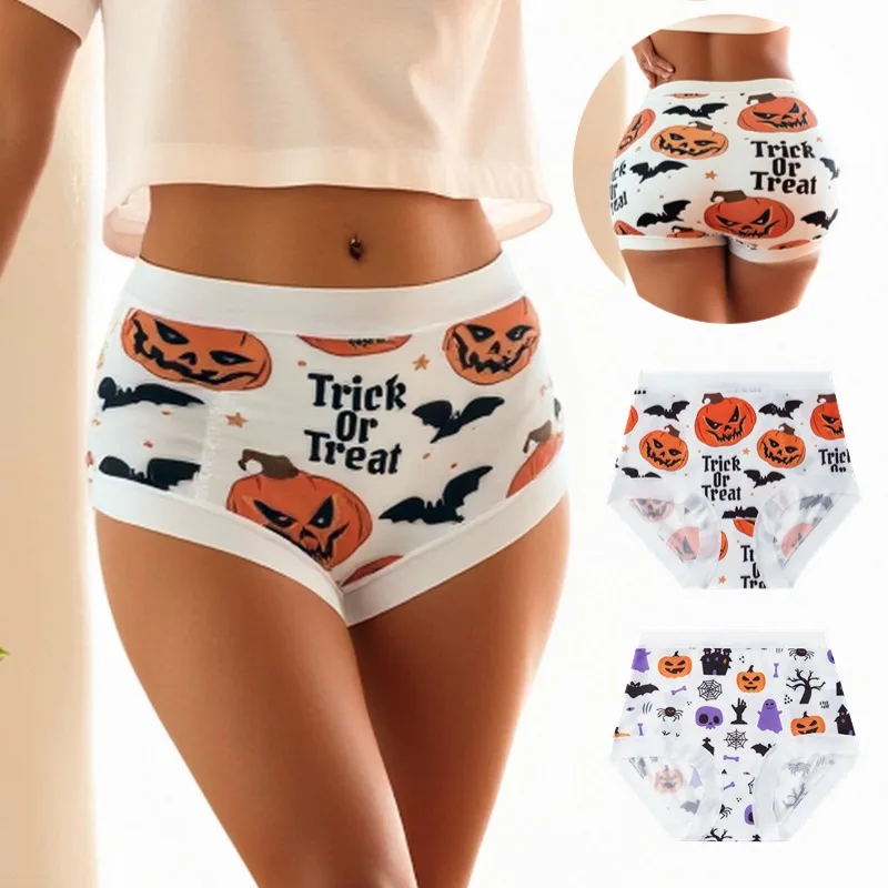 WarmSteps Damenhöschen im Halloween-Stil, HotGhost, Fledermaus, Hexe, Magie, sexy Dessous, hohe Taille, Damen-Slip, gemütlich, Gothic, heißer Verkauf