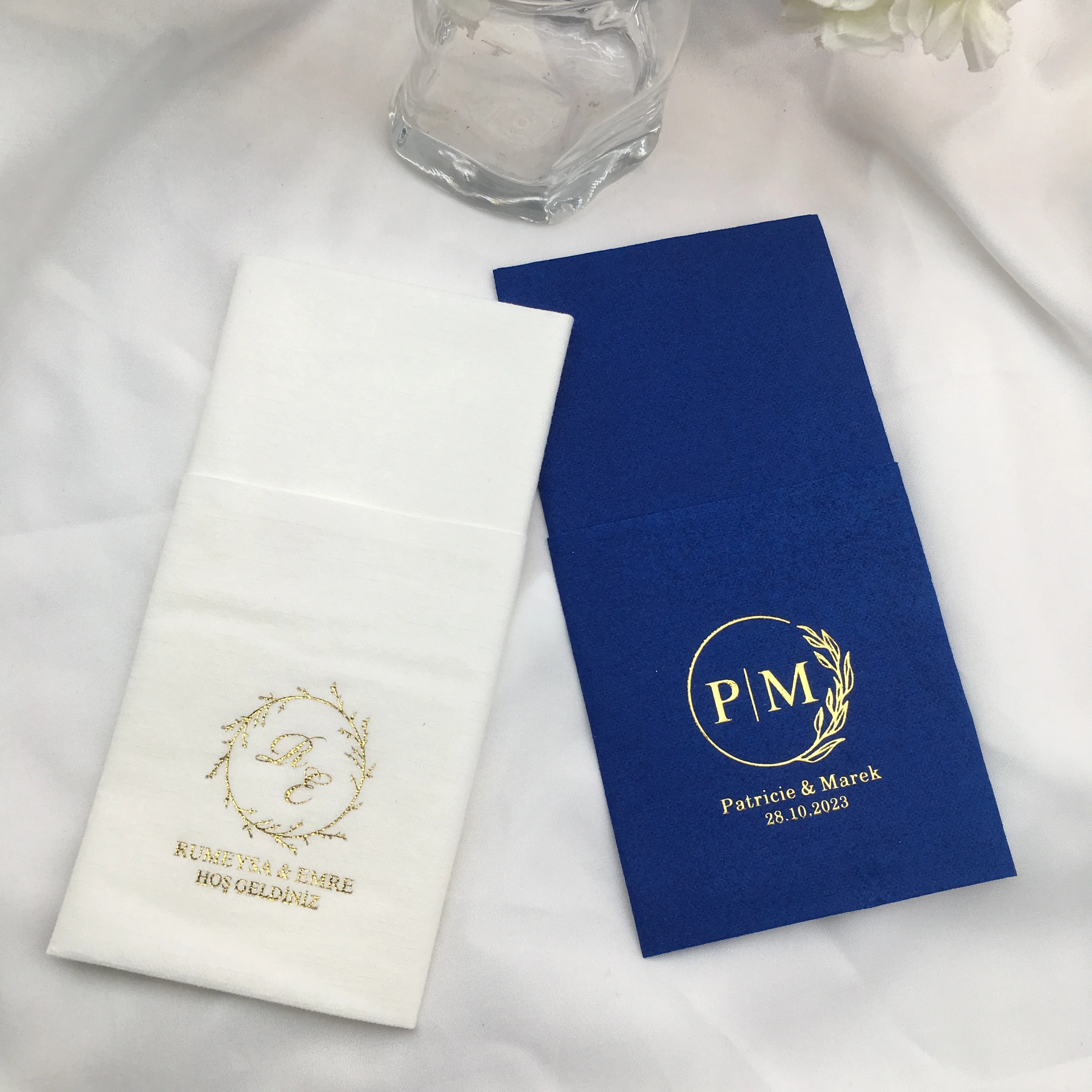 

80pcs Personalized Napkins Personalized Napkins Bridal Shower Foil Imprinting Personalized Beverage Luncheon Dinner Guest Towels