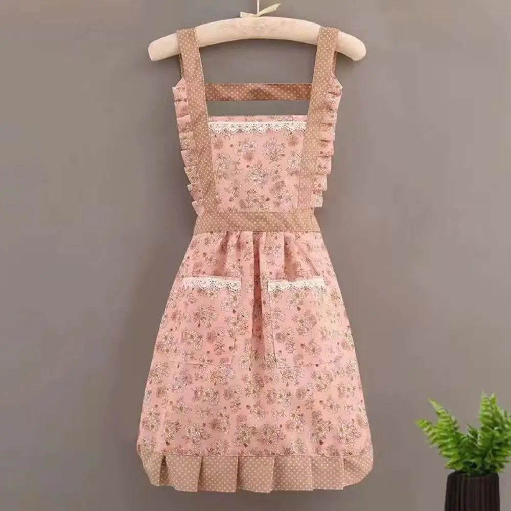 1Pcs New With Waistband Japanese Apron Cross Back Baking Florist Kitchen Cooking Aprons Housework Maid Dress Apron Women