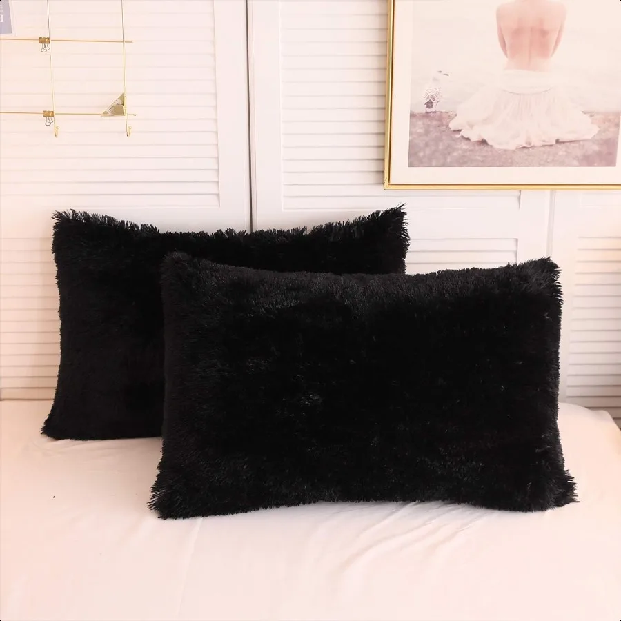 

Faux Fur Throw Pillow Cases Plush Shaggy Ultra Soft Pillow Cover Fluffy Crystal Veet Decorative Pillowcases Zipper ClosureSet o