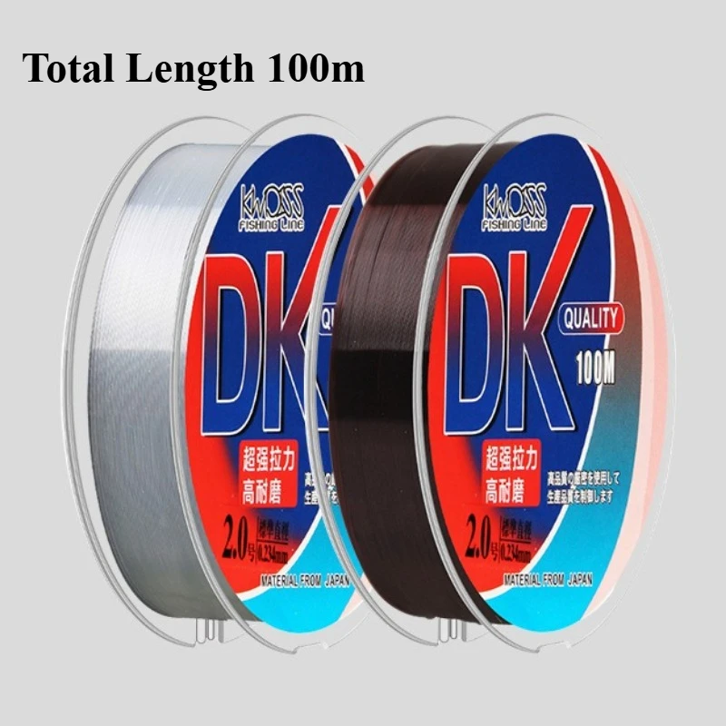 2 pcs 100m Nylon Fishing Line, High Tensile Strength Abrasion Resistant Smooth Casting Mainline & Leader