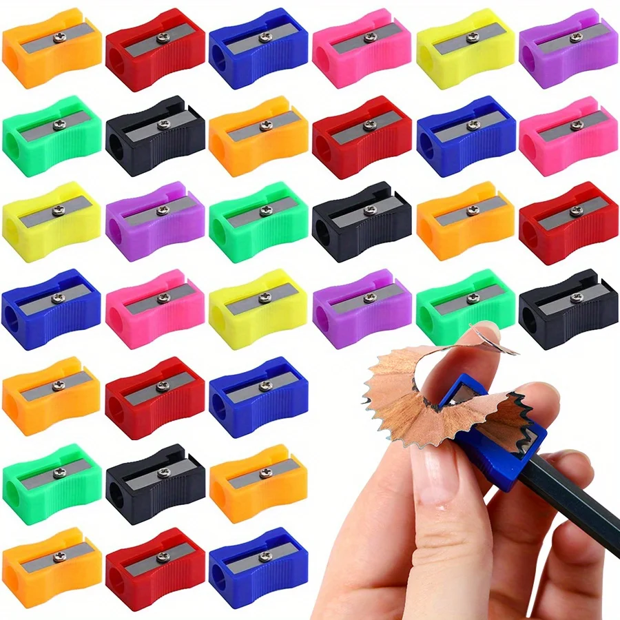 20/40/80Pack Ergonomic Curved Anti-Slip Pencil Sharpener Set, 2.5cm Square Colored Plastic Sharpeners, Gift Giving ZSY