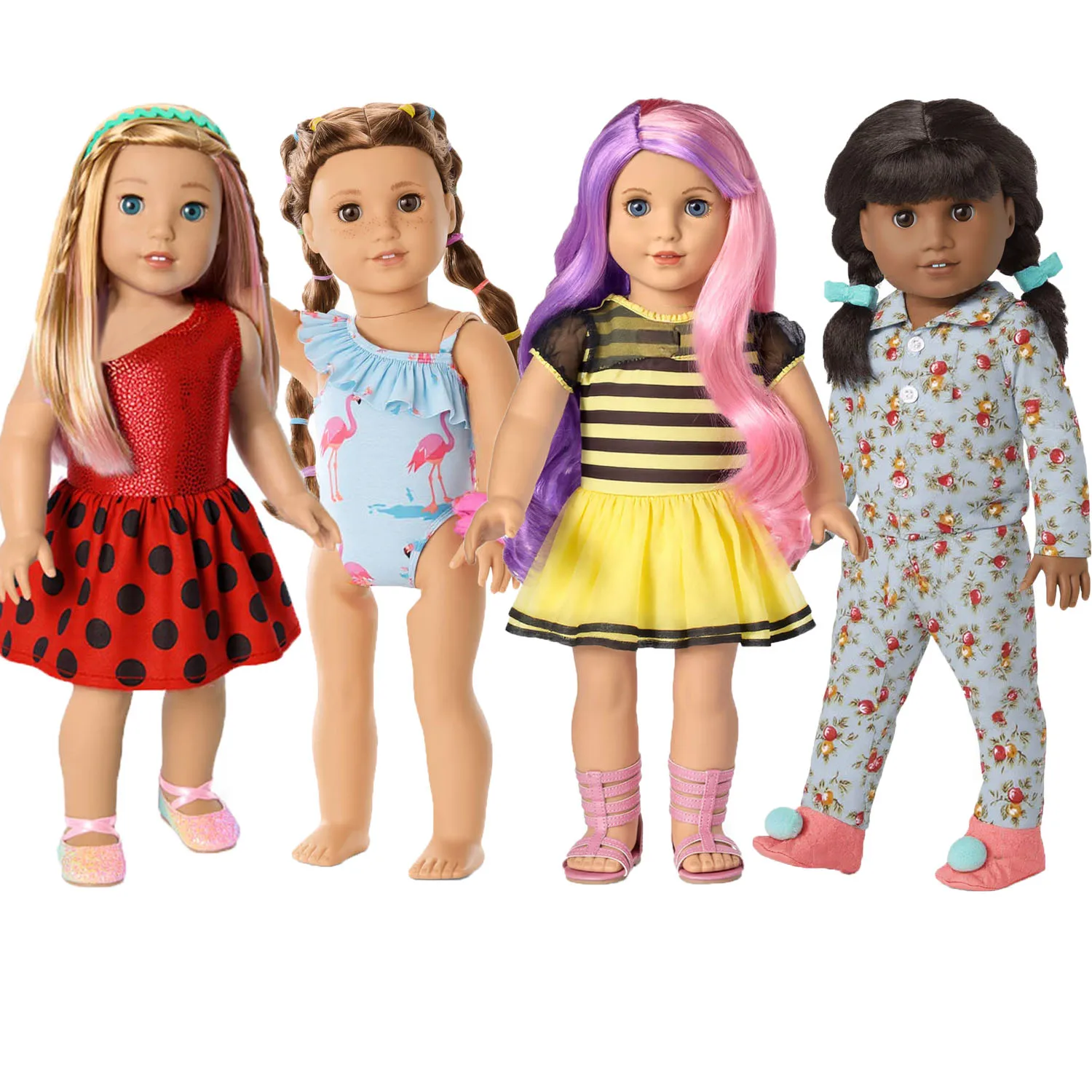 Kawaii 봄 인형 옷 세트 43cm 태어난 아기 인형, 18 인치 미국 인형 소녀 장난감, 생일 선물