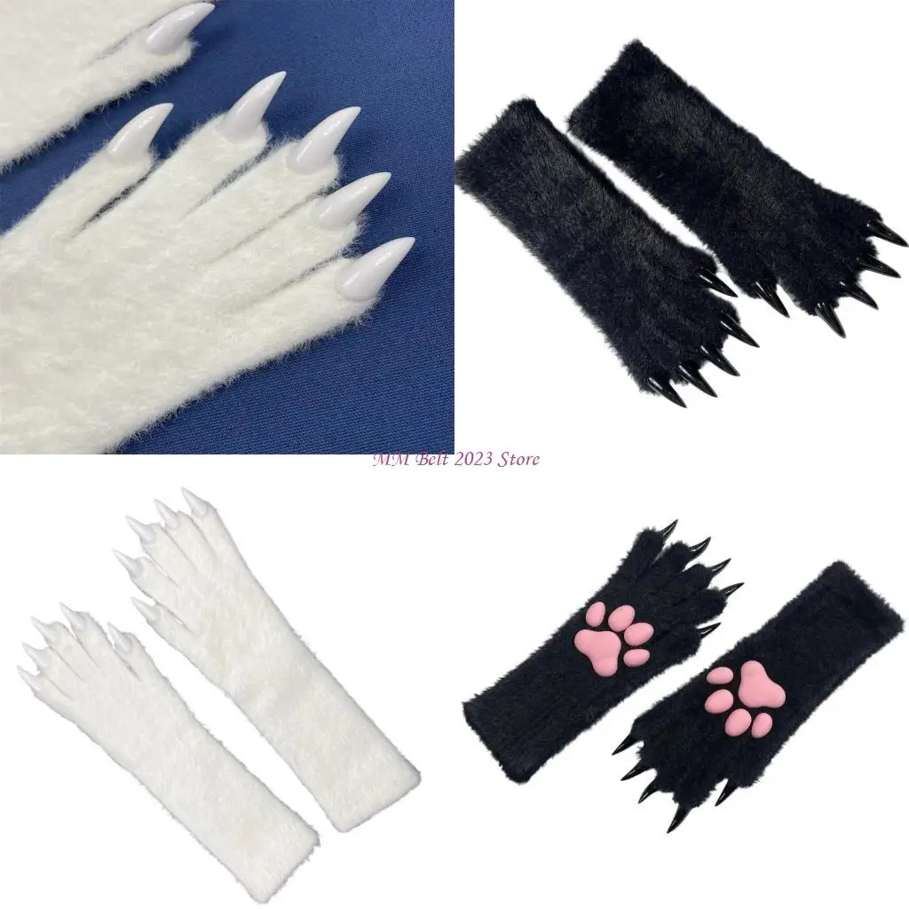49ME Insulated Black Paws Pad Gloves With Extended Sleeve Design For Cold Weather