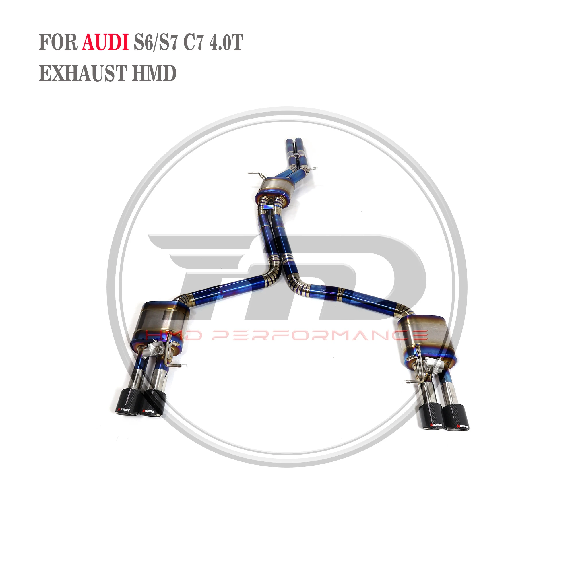 HMD Titanium Exhaust System Sport Resonated Catback for Audi S6 S7 RS6 RS7 C7 S8 D4 4.0T Muffler With Valve