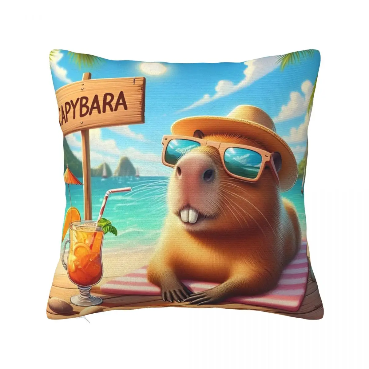 Cute Capybara Capibara Animal Pillowcase Soft Polyester Cushion Cover Gift Throw Pillow Case Cover Home Drop Shipping 40X40cm