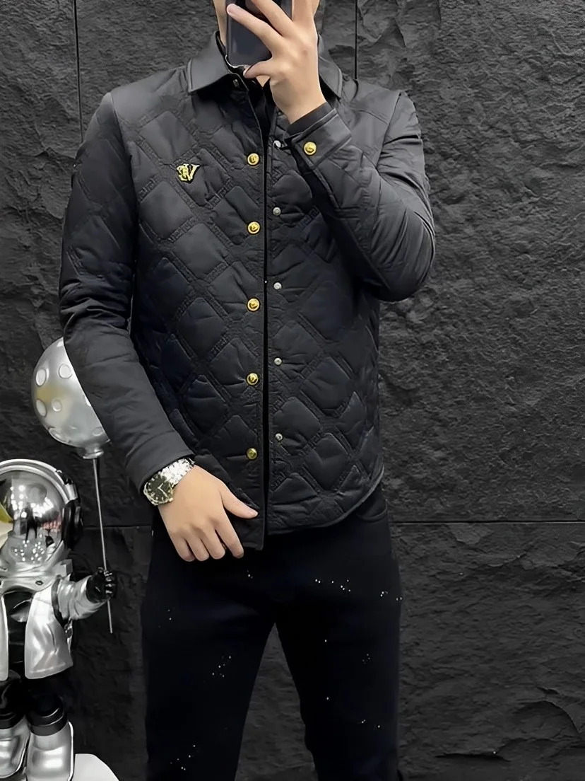 

Мужская повседневная модная хлопковая футболка-куртка: комфортная осенняя новинка, тонкая верхняя одежда, универсальная, стандартного кроя, стандартной длины