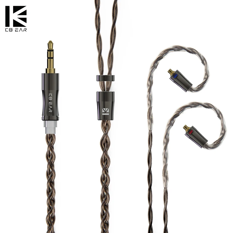 KBEAR Hazy 6N Graphene+Copper-Silver Alloy Mixedly Braided Upgrade Cable Plug Earphone Wire MMCX/2Pin Connector 3.5mm/2.5mm/4.4m