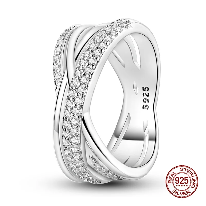 Women's 925 Sterling Silver Stackable Infinite Zircon Ring