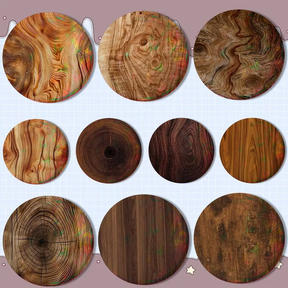 

Natural Print W-WoodS Reflective Pin Tinplate Round Brooch Cartoon Cosplay Badges for Bag Hat Toys Gifts