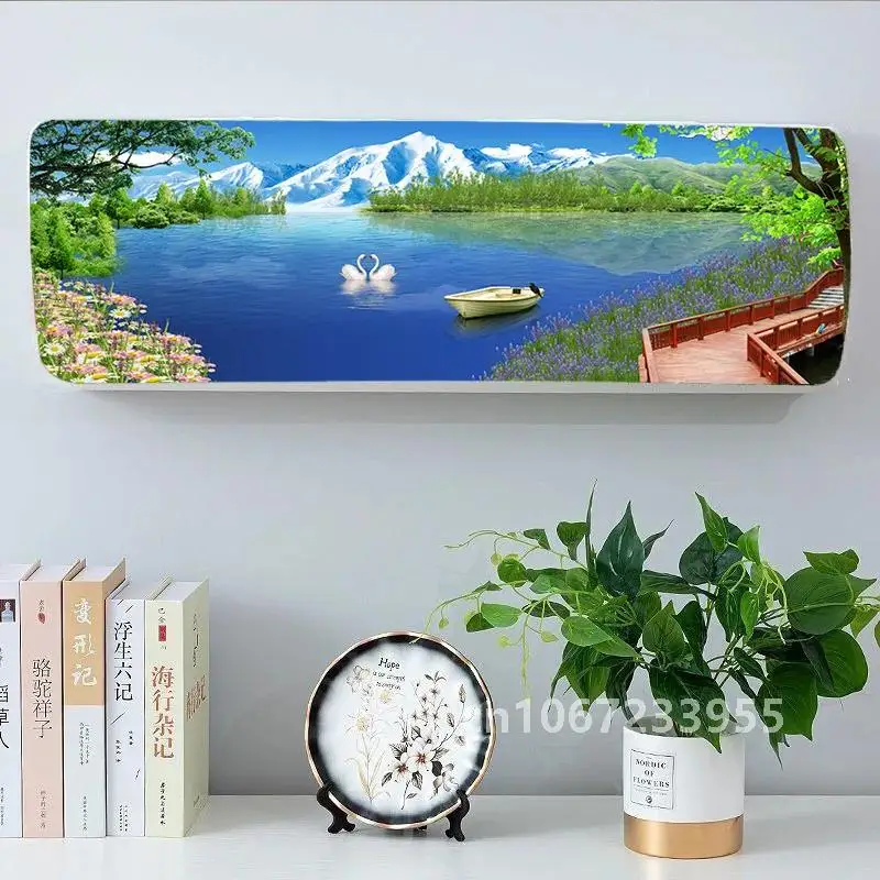 Fashion Printed Air Conditioner Cover Fabric Protective Case Dustproof Hanging Air Conditioning Full Body Package Home Decor