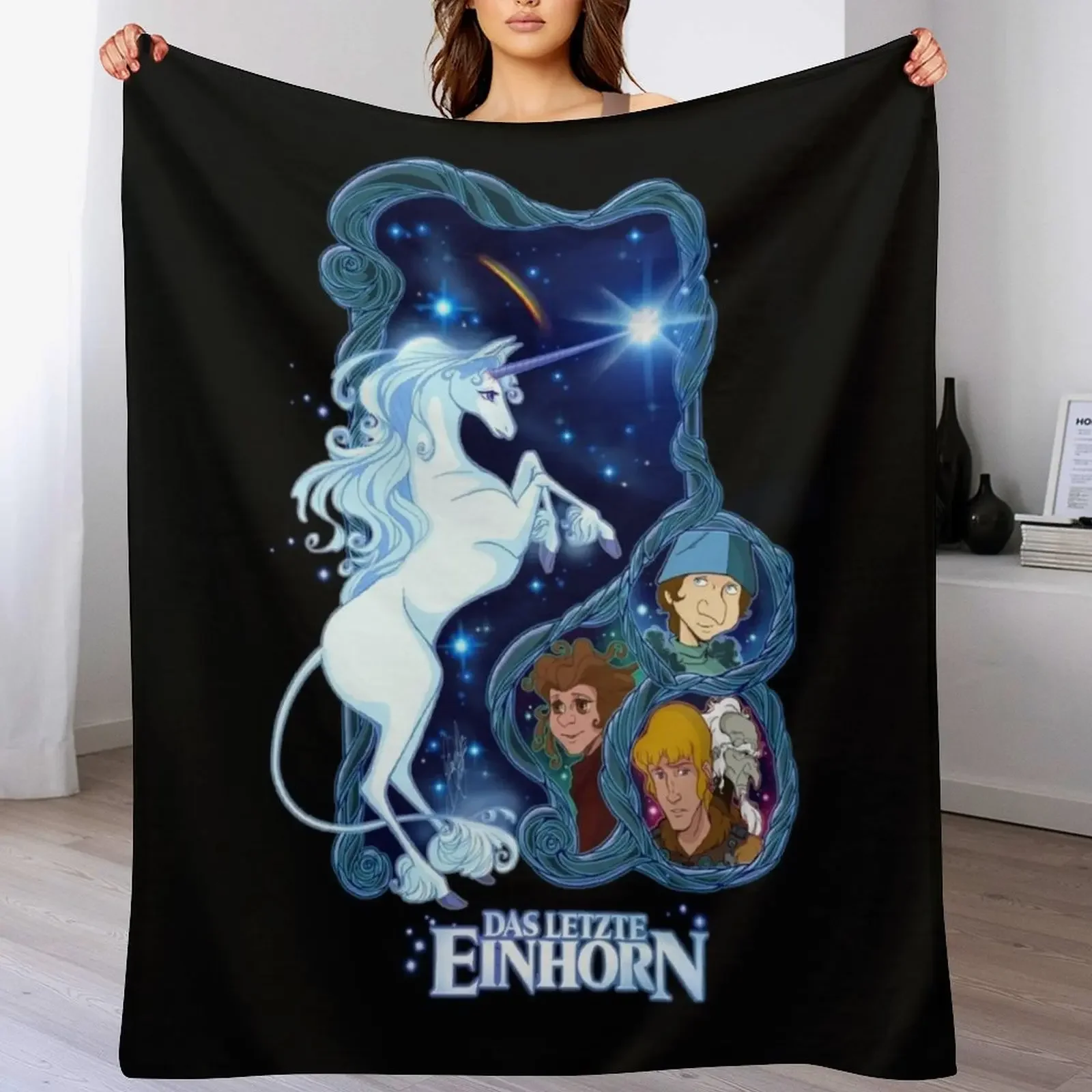 Das letzte Einhorn - German Throw Blanket manga Plaid Blankets