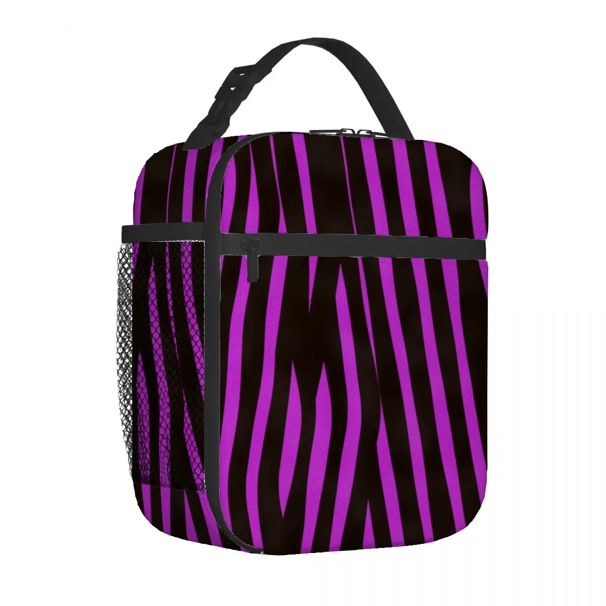 

Zebra print black and white Portable Aluminum Foil Thickened Insulated Insulated Lunch Bag Waterproof Insulated Lunch Tote Bag