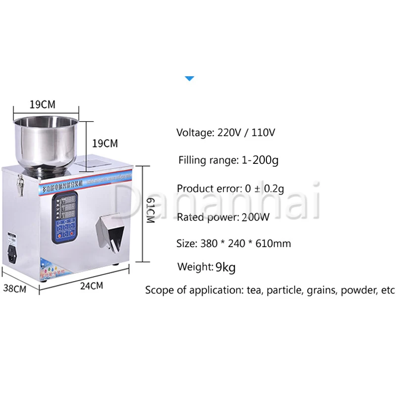 Commercial Granule Filling Machine, Digital Powder Weighing Dispenser, Automatic Tea Grain Packaging Equipment