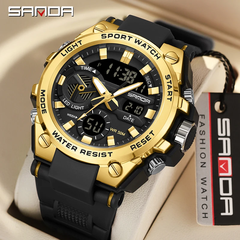 

Sanda 3311 Student Youth Fashion Trend Military Style Men's Multi functional Night Light Waterproof Electronic Watch