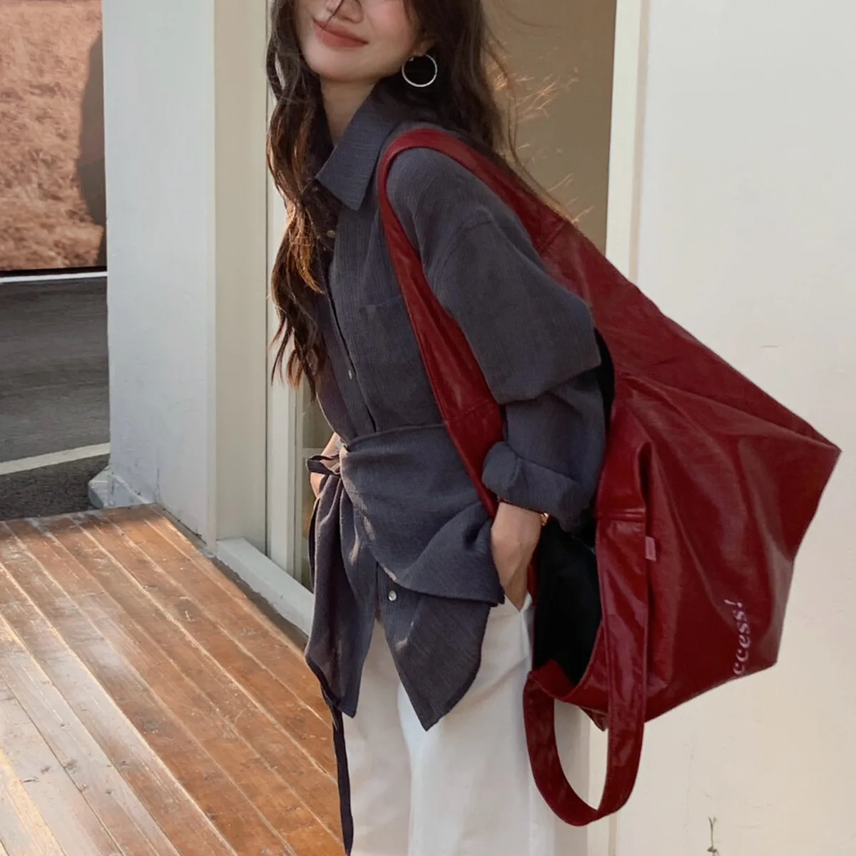 KWTX 2025 Camicetta a maniche lunghe da donna elegante e casual con sciarpa e tasca - Tunica semplice ed elegante e versatile da indossare ogni giorno