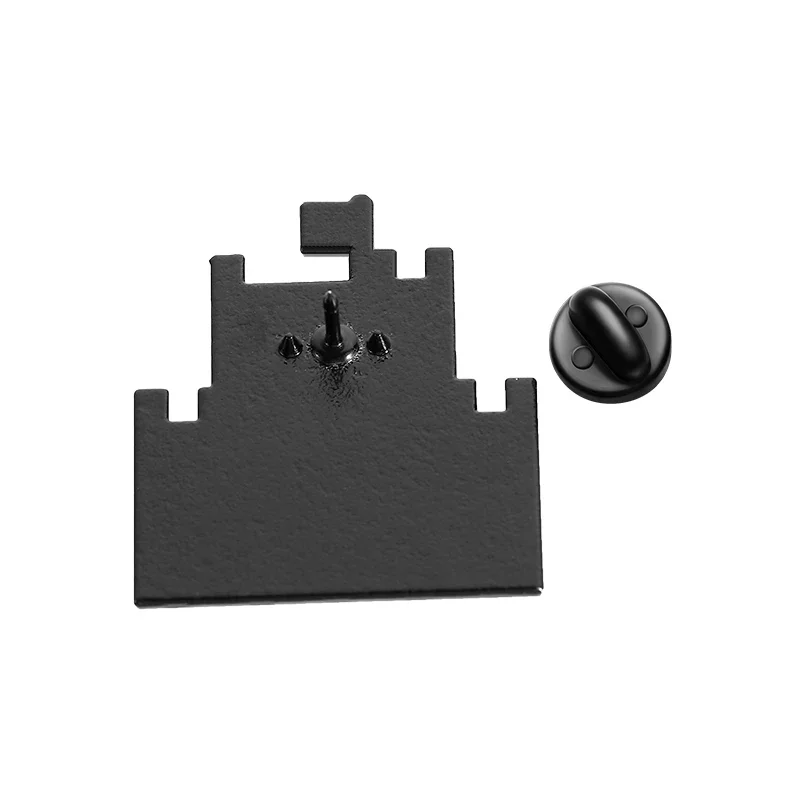 Creative 3D Game Castle City Enamel Pins Cartoon Game Scenario Childhood Brooch Backpack Lapel Badge Jewelry Gift for Friends