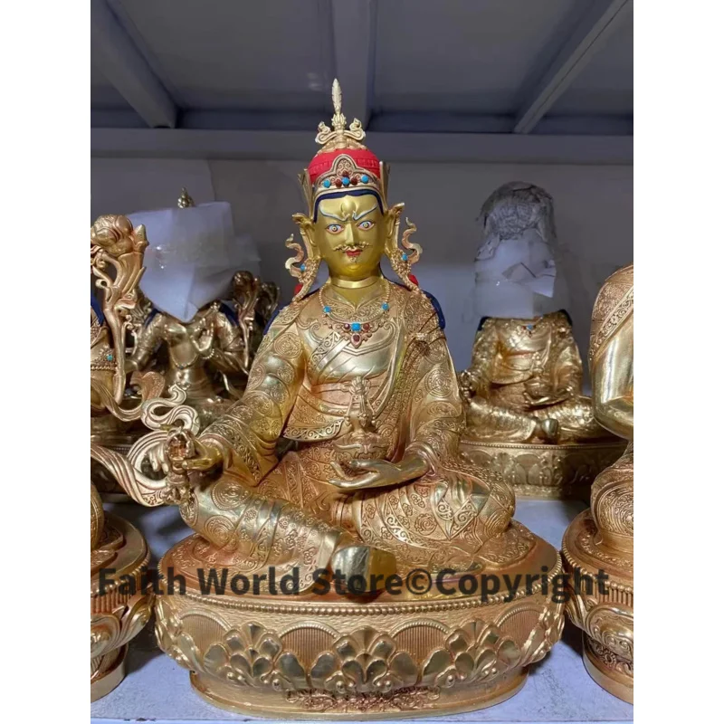 30cm lage Nepal Tibet TOP High grade copper Padmakara Guru Rinpoche Buddha statue Worship home Family protection Health safety