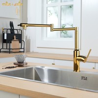 Golden kitchen pot faucet 360 degree rotating sink deck mixer single handle kitchen washing faucets