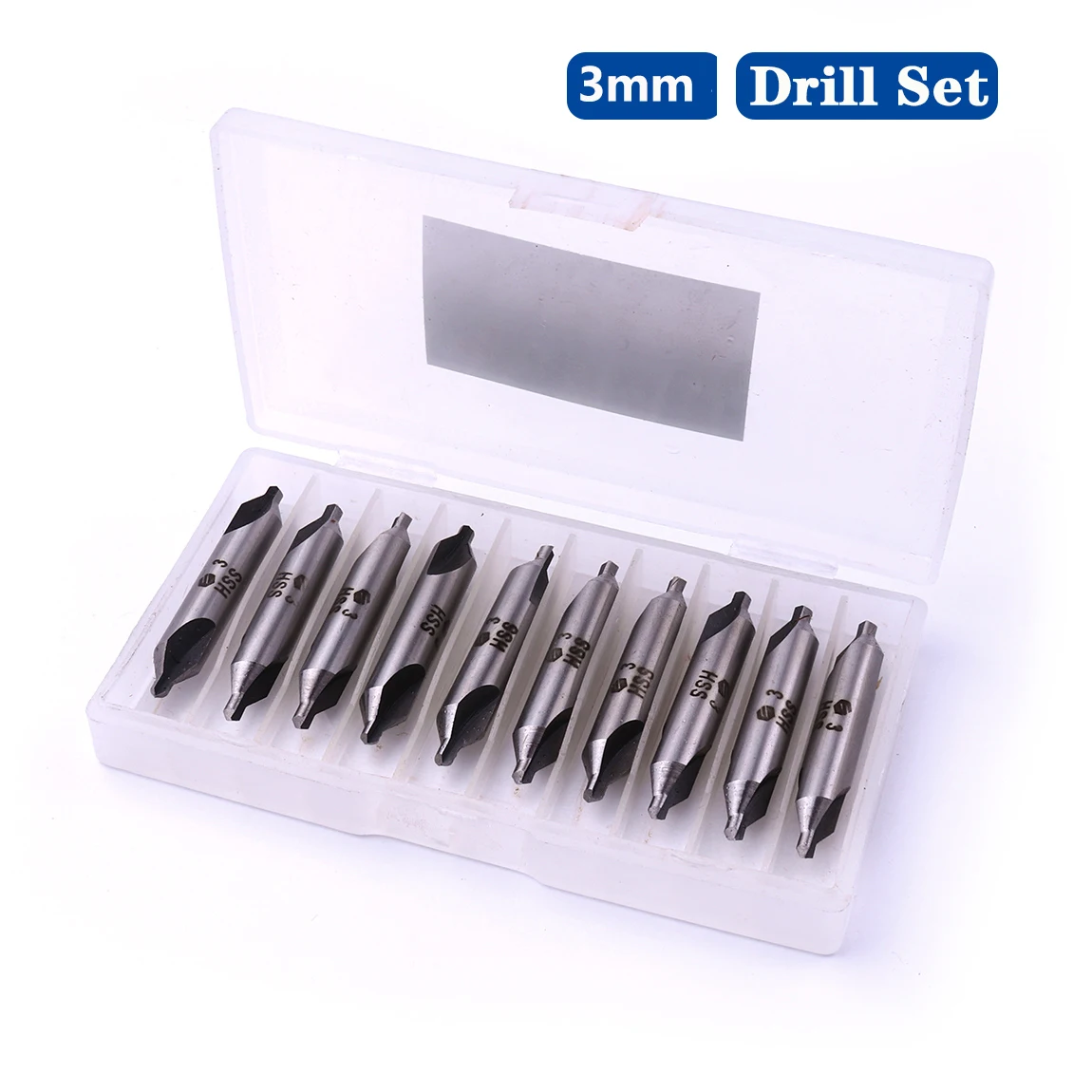 10pcs 3mm High Speed Steel Center Drill Bits Set A-Type 60 Degree Double Ended Countersink Drill Kit Hole Centering Metal Drill