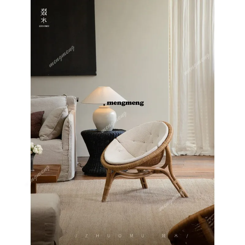 

South East Asia Rattan Art\ Natural Retro Style Handmade Rattan Weaving Designer Creative Single Casual Tea Room Chair
