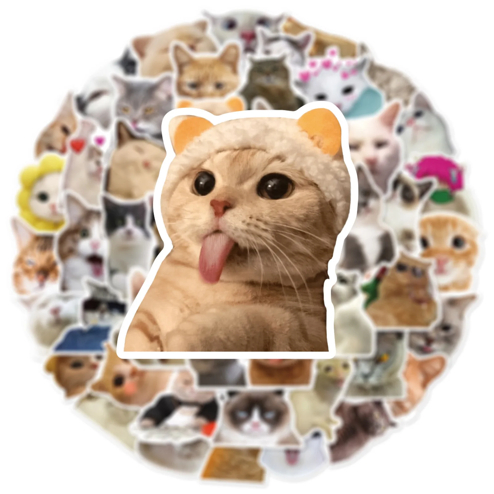 10/30/50PCS Trendy Cute Cartoon Realistic Cat Graffiti Cup Interior Decoration DIY Waterproof PVC Sticker PersonaliToys Wholesal