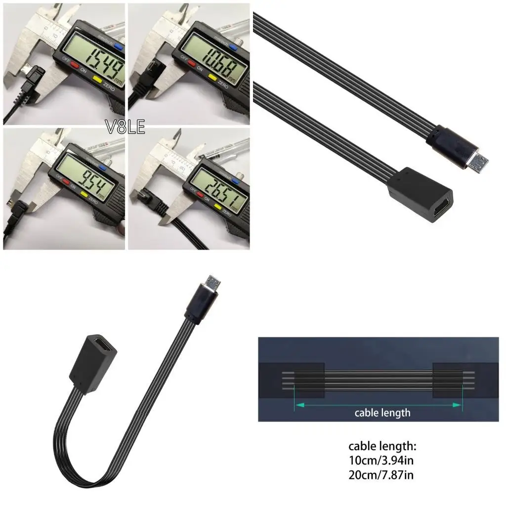 

96GE Flat Wire Mini USB to USB 5Pin Female to Male Charging Data Cable Flexible Cord