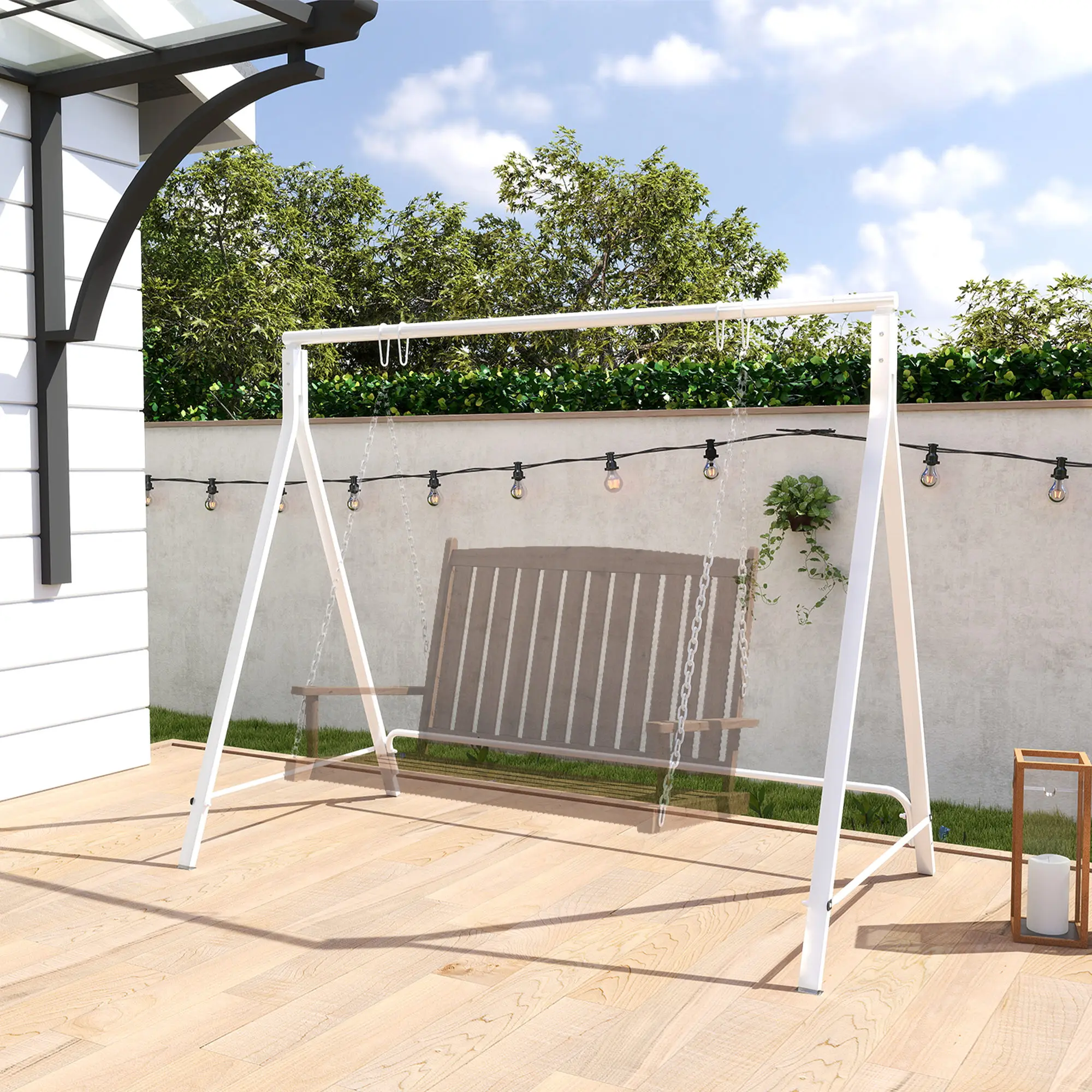Metal Porch Swing Stand, Heavy Duty Swing Frame, Hanging Chair Stand Only, 528 LBS Weight Capacity, for Backyard, Patio, Lawn
